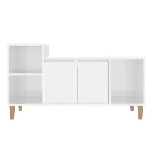 vidaXL TV Cabinet High Gloss White 100x35x55 cm Engineered Wood