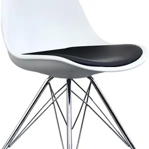 Soho White and Black Plastic Dining Chair with Chrome Metal Legs