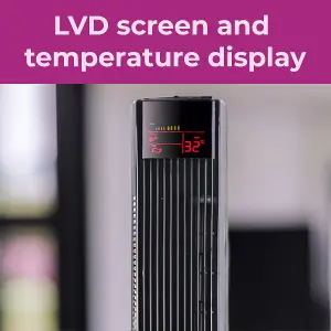 Neo 36 inch Black Free Standing 3 Speed Tower Fan with Remote Control