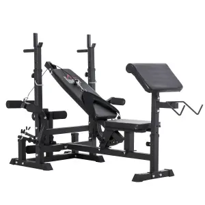 HOMCOM Multi-Exercise Full-Body Weight Bench with Bench Press & Leg Extension