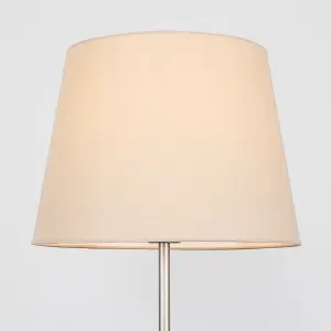 ValueLights Modern Floor Lamp In Brushed Chrome Metal Finish With Beige Shade