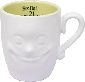 Smiling Face Mug Tea Coffee Ceramic Cup Gift Set Fine China Novelty New 3D  Birthday Message 21 Year Old