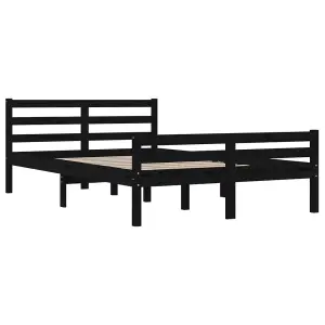 Berkfield Bed Frame Black Solid Wood 150x200 cm King Size