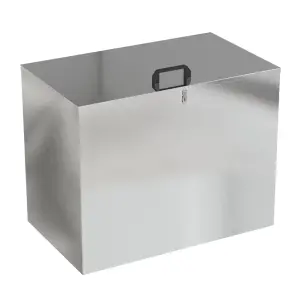 64L Large Galvanized Metal Outdoor Feed Storage Bin with 1 Compartment