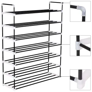 Berkfield Shoe Rack with 7 Shelves Metal and Plastic Black