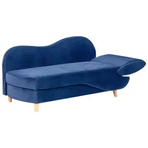 Right Hand Velvet Chaise Lounge with Storage Blue MERI II