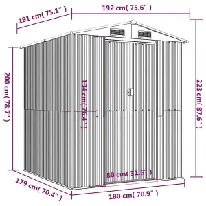 Berkfield Garden Shed Light Brown 192x191x223 cm Galvanised Steel