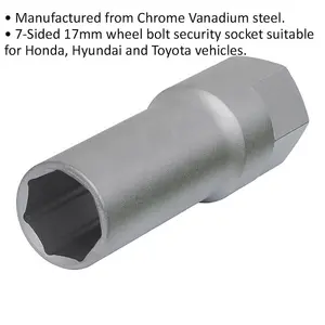 Premium 17mm 7-Point Wheel Bolt Security Socket for Honda and Toyota Vehicles