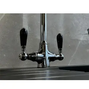 Reginox Brooklyn Traditional Chrome Dual Black Lever Kitchen Mixer Tap