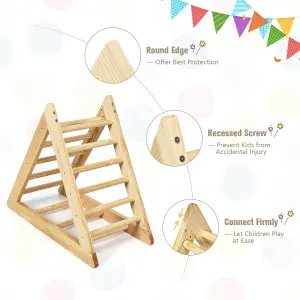 Costway Wooden Climbing Triangle Ladder Triangle Indoor Climber for Toddlers