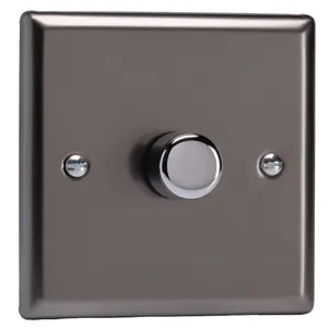 Varilight 1-Gang 2-Way V-Pro Push On/Off Rotary LED Dimmer 1 x 0-120W Pewter