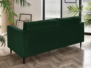 Furniturebox Jenna 3 Seater Emerald Green Velvet Sofa With Solid Wood Frame