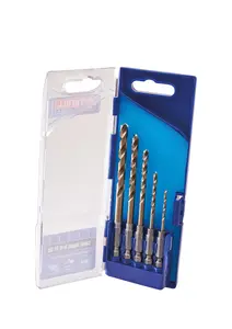 Faithfull Set of 5 Cobalt Impact Drill Bit Set Quick Change HSS