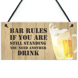 Red Ocean Novelty BAR RULES Sign Funny Home Bar Sign Man Cave Birthday Gifts For Him