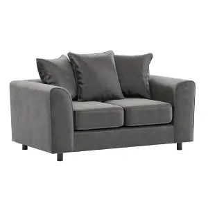 Brooklyn Plush Velvet Fabric Sofa Set 3 and 2 Seater sofa Foam Grey