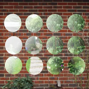 Primrose Set of 12 Circular Acrylic Garden Outdoor Mirrors 1ft 3in