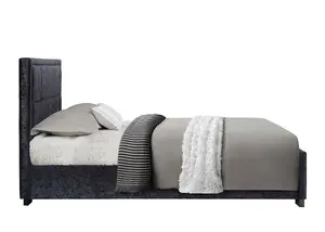 Birlea Hannover Double Bed Black Crushed Velvet