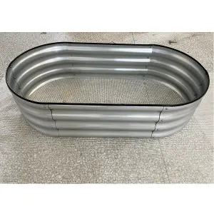 Garden Outdoor Raised Bed Planter Oval Galvanised Steel Trough Box 120x61x30cm