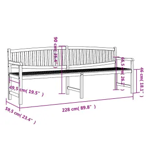 Berkfield Garden Bench 228x59.5x90 cm Solid Teak Wood