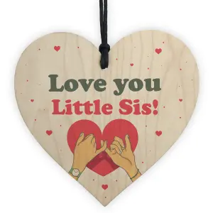 Little Sister Gift Wood Heart Birthday Christmas Gift For Sister Love Plaque Keepsake