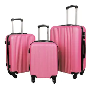 Pink Delta Stripe 3 Piece Luggage Set