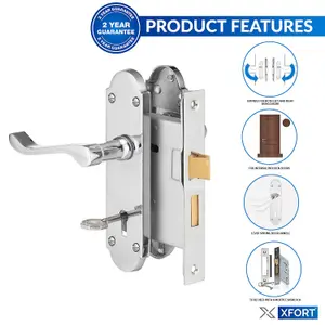 XFORT Richmond Lever Lock Scroll Chrome Door Handles 1 Pair