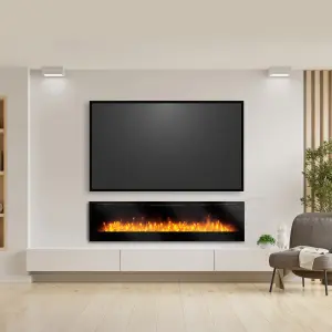 Dimplex Prism 74 1.1kW Gloss Black Glass effect Electric Fire (H)457mm (W)1844mm (D)187mm