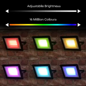 ValueLights Smart Outdoor Floodlight 50W Colour Changing IP65 Security Garden Wall Light with App Control