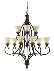 Luminosa Drawing Room 9 Light Multi Arm Chandelier Walnut Finish, E27