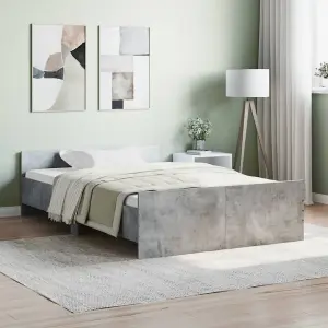 Berkfield Bed Frame with Headboard and Footboard Concrete Grey 120x200 cm