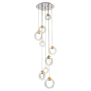 Luminosa Contemporary LED Cluster Pendant Ceiling 9 Light Gold, Glass 3000K