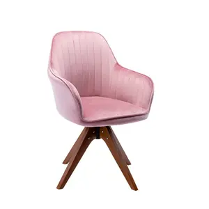 Upholstered Swivel Dining Chair Pink Velvet