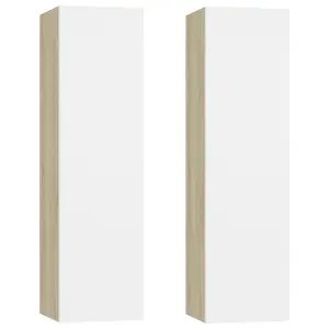 Berkfield TV Cabinets 2 pcs White and Sonoma Oak 30.5x30x110 cm Engineered Wood