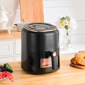 Black 4.5L Digital Air Fryer with Timer,Non-Stick Removable Basket