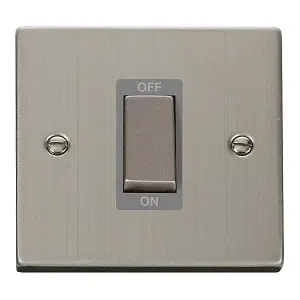 Stainless Steel 1 Gang Ingot Size 45A Switch - Grey Trim - SE Home