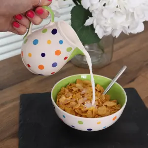 Cereal Bowls Stoneware Hand Painted Polka Dot Set of 4 Bowls by Laeto House & Home - INCLUDING FREE DELIVERY