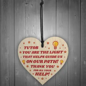 Handmade Thank You Tutor Gift Heart Hanging Sign Teacher Gifts Friendship Gift