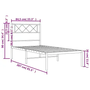 Berkfield Metal Bed Frame with Headboard White 80x200 cm