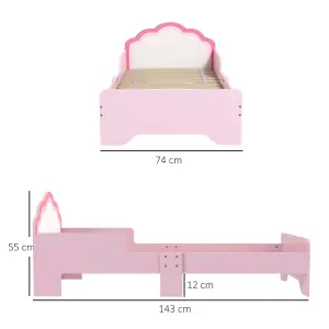 ZONEKIZ Toddler Bed Frame, Cloud-Designed Princess Bed, 143 x 74 x 55cm - Pink