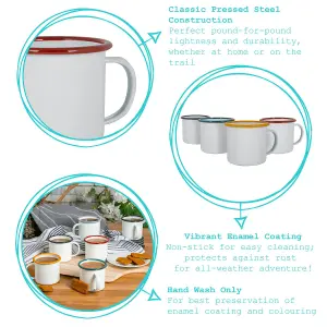 Argon Tableware - White Enamel Mugs - 375ml - 4 Colours