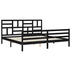 Berkfield Bed Frame with Headboard Black 200x200 cm Solid Wood