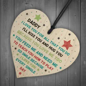 Special Gift For Dad Wooden Heart Fathers Day Gift For Dad From Son Daughter Baby