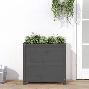 Berkfield Garden Planter Grey 82.5x40x78 cm Solid Wood Pine