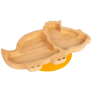 Tiny Dining - Children's Bamboo Suction Dinosaur Plate - Yellow