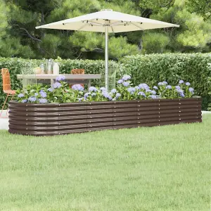 Berkfield Garden Planter Powder-coated Steel 296x80x36 cm Brown