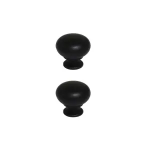 GoodHome Chervil Matt Black Kitchen cabinets Round Pull handle (L)3.2cm (D)30.5mm, Pack of 2