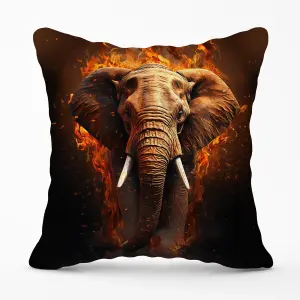 Splashart Elephant and fire Outdoor Cushion 45cm x 45cm