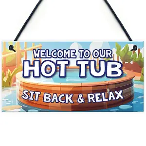 Red Ocean Hot Tub Sign Hanging Wall Plaque Hot Tub Signs And Plaques Shed Summerhouse Sign Home Decor Garden Signs