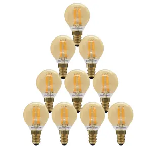 paul russells LED Filament Dimmable Golf Bulb, SES E14, 4.5W 423 Lumens, 40w Equivalent, 2200K Extra Warm White, Pack of 10