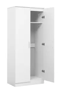 REFLECT 2 Door Mirrrored Wardrobe in Gloss White Door Fronts and Matt White Carcass